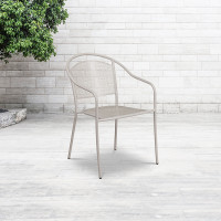 Flash Furniture CO-3-SIL-GG Steel Patio Arm Chair in Gray